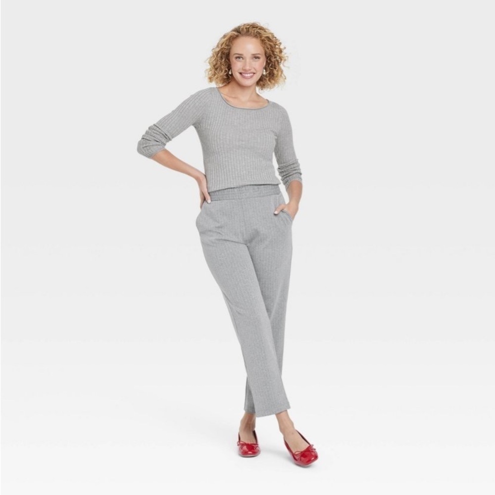 Women's Fine Gauge Ribbed Boat Neck Pullover Sweater - A New Day™ Gray new
